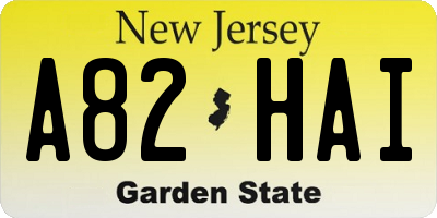 NJ license plate A82HAI