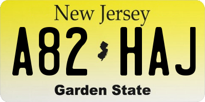 NJ license plate A82HAJ
