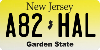 NJ license plate A82HAL