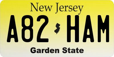 NJ license plate A82HAM