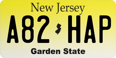 NJ license plate A82HAP