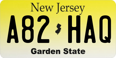 NJ license plate A82HAQ