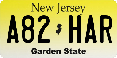 NJ license plate A82HAR