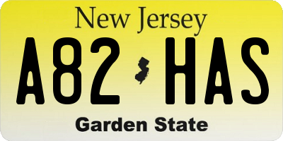 NJ license plate A82HAS