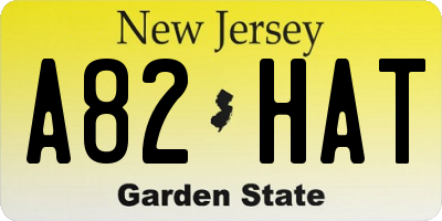 NJ license plate A82HAT