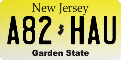 NJ license plate A82HAU