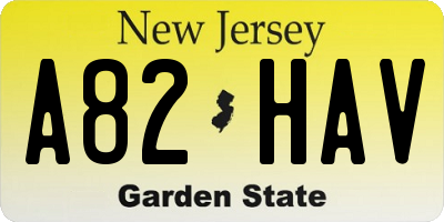 NJ license plate A82HAV