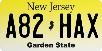 NJ license plate A82HAX
