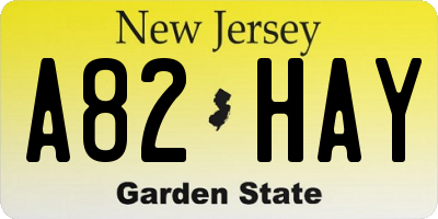 NJ license plate A82HAY