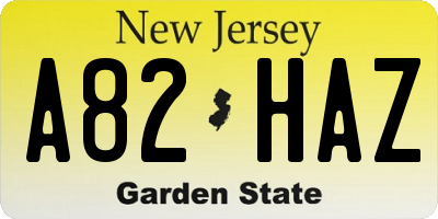 NJ license plate A82HAZ