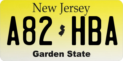 NJ license plate A82HBA