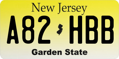 NJ license plate A82HBB