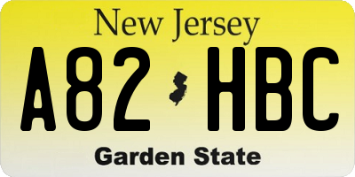 NJ license plate A82HBC