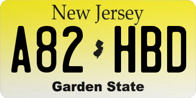 NJ license plate A82HBD