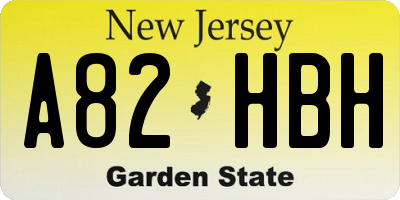 NJ license plate A82HBH
