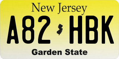 NJ license plate A82HBK