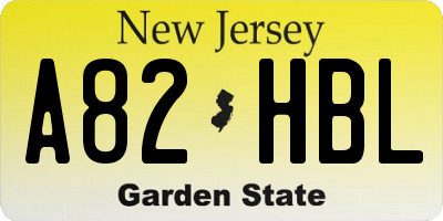 NJ license plate A82HBL