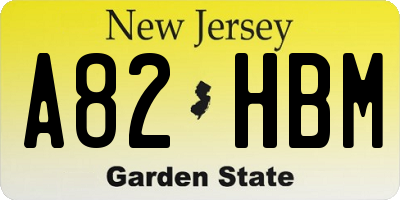 NJ license plate A82HBM