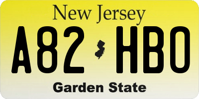 NJ license plate A82HBO