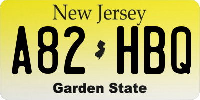 NJ license plate A82HBQ