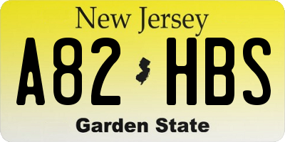 NJ license plate A82HBS