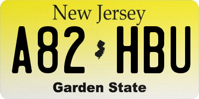 NJ license plate A82HBU