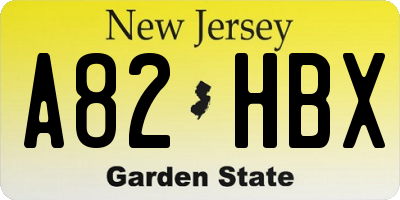 NJ license plate A82HBX