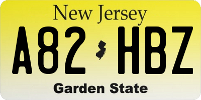 NJ license plate A82HBZ