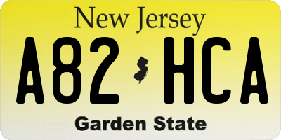 NJ license plate A82HCA