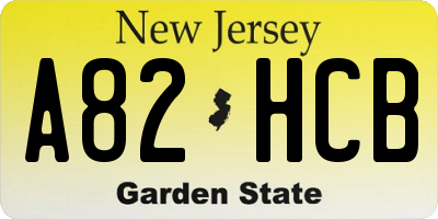 NJ license plate A82HCB