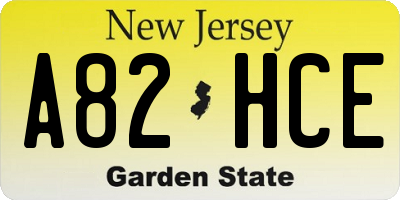 NJ license plate A82HCE