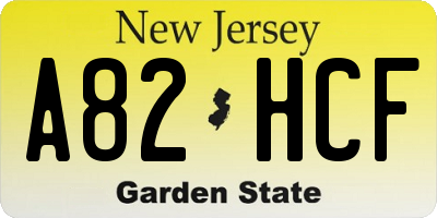 NJ license plate A82HCF