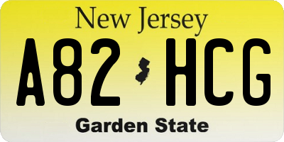 NJ license plate A82HCG