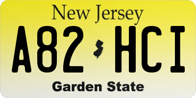 NJ license plate A82HCI