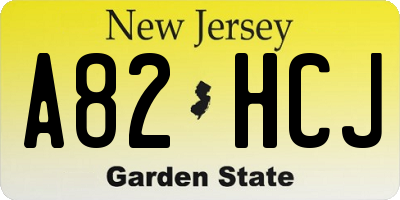 NJ license plate A82HCJ