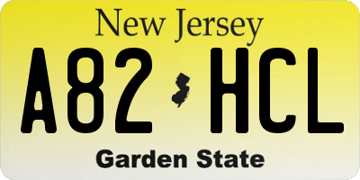 NJ license plate A82HCL