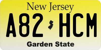 NJ license plate A82HCM
