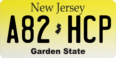 NJ license plate A82HCP