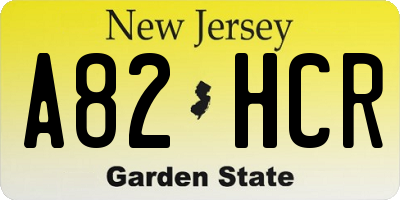 NJ license plate A82HCR