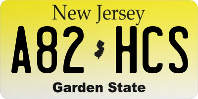 NJ license plate A82HCS