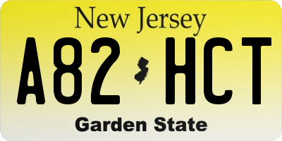 NJ license plate A82HCT