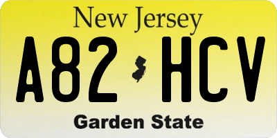 NJ license plate A82HCV