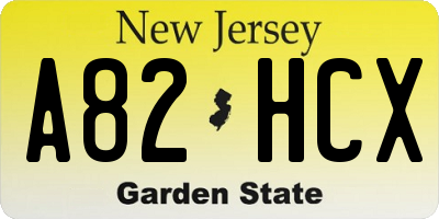 NJ license plate A82HCX
