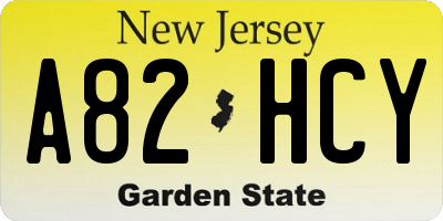 NJ license plate A82HCY