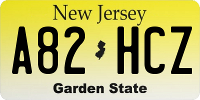 NJ license plate A82HCZ