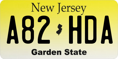 NJ license plate A82HDA