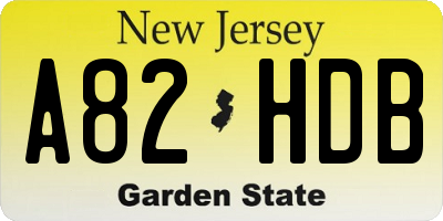 NJ license plate A82HDB