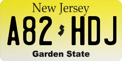 NJ license plate A82HDJ
