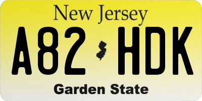 NJ license plate A82HDK