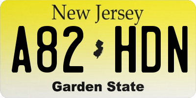 NJ license plate A82HDN